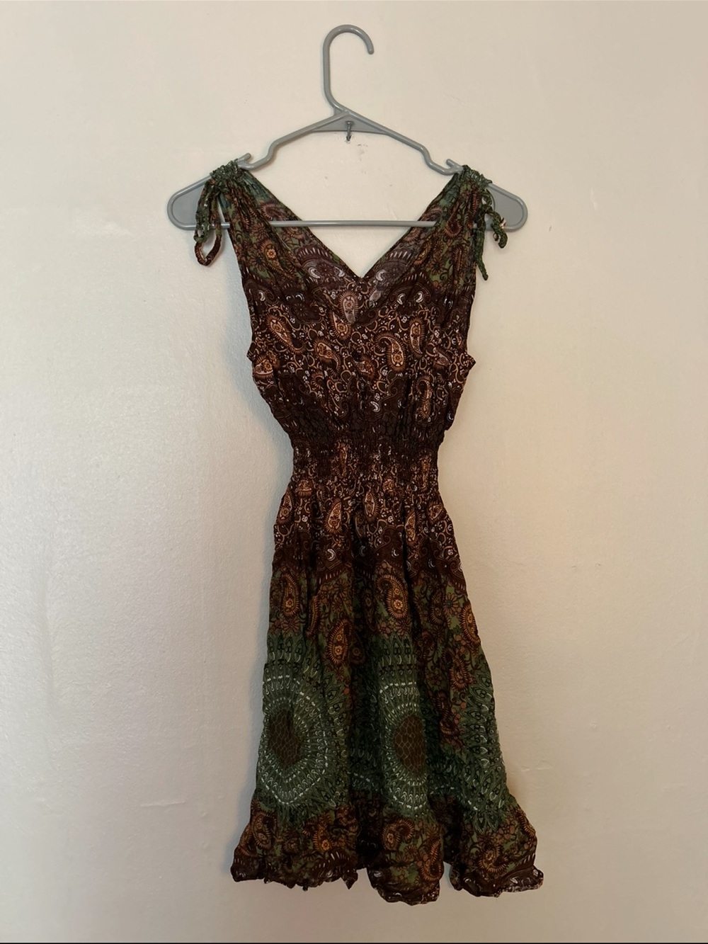 Women’s Brown & Green Paisley Summer Dress